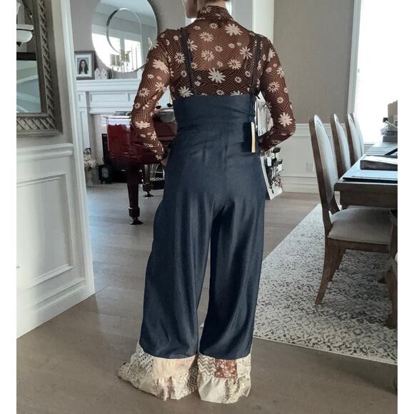 MSRP $69 NWT Upcycled Litz by UniqUSA Tencel Denim, Patchwork Wide Leg Size S - Picture 4 of 12
